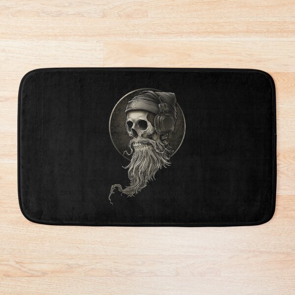 Item preview, viking vintage skull beard with headphone designed and sold by Shoshta.