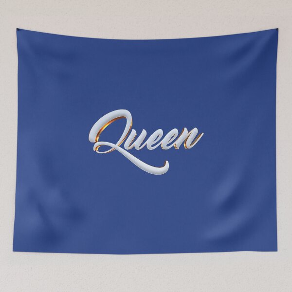 Item preview, Elegant 3D White and Gold Queen Cursive Typography designed and sold by Velouria Universe.