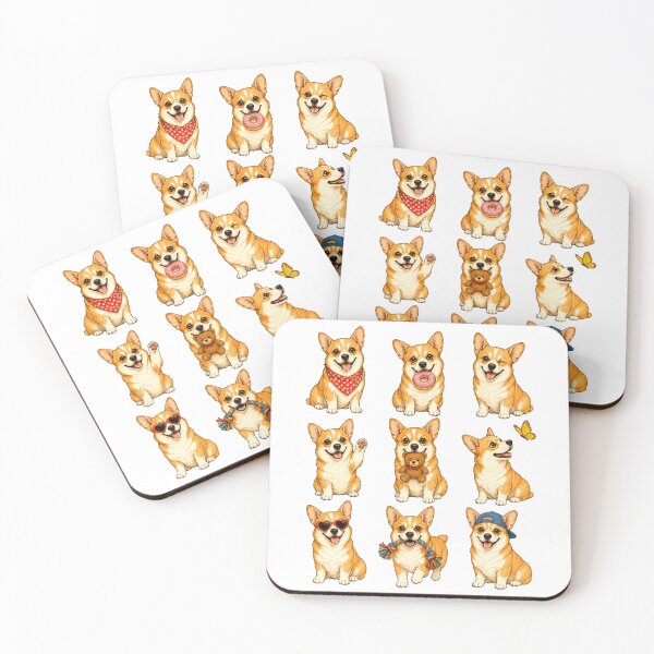 Item preview, Cute Pembroke Welsh Corgi Puppy Activity Mascot Grid designed and sold by ElcastDesigns.