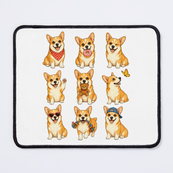 Item preview, Cute Pembroke Welsh Corgi Puppy Activity Mascot Grid designed and sold by ElcastDesigns.