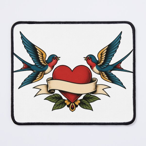 Item preview, American Traditional Swallow and Heart Tattoo designed and sold by DKSH1234.