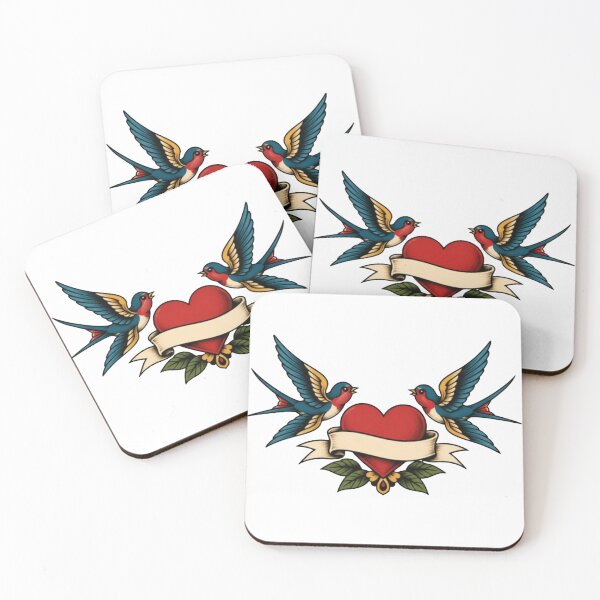 Item preview, American Traditional Swallow and Heart Tattoo designed and sold by DKSH1234.