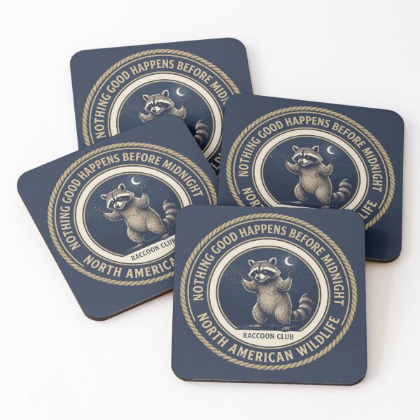Item preview, Nothing Good Happens Before Midnight Raccoon Badge designed and sold by CalmCapy Co.
