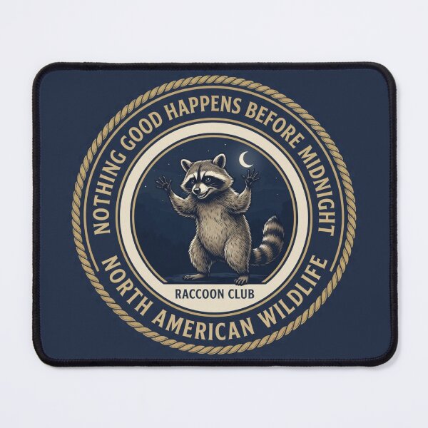Item preview, Nothing Good Happens Before Midnight Raccoon Badge designed and sold by CalmCapy Co.