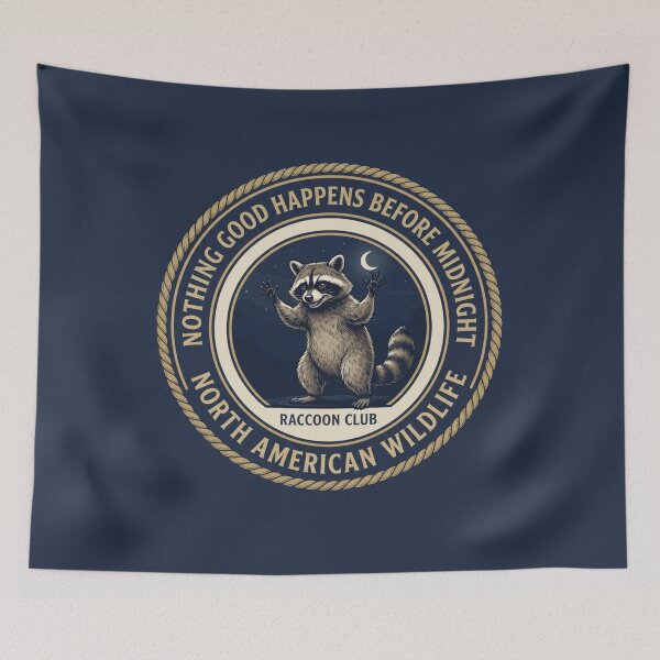 Item preview, Nothing Good Happens Before Midnight Raccoon Badge designed and sold by CalmCapy Co.