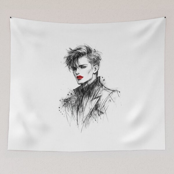 Item preview, Julius Caesar Charcoal Sketch Red Lips Pop designed and sold by teemix.
