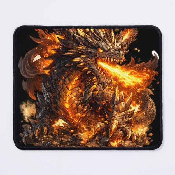 Item preview, Majestic fire dragon made of glowing lava and stone designed and sold by No-No-Name.