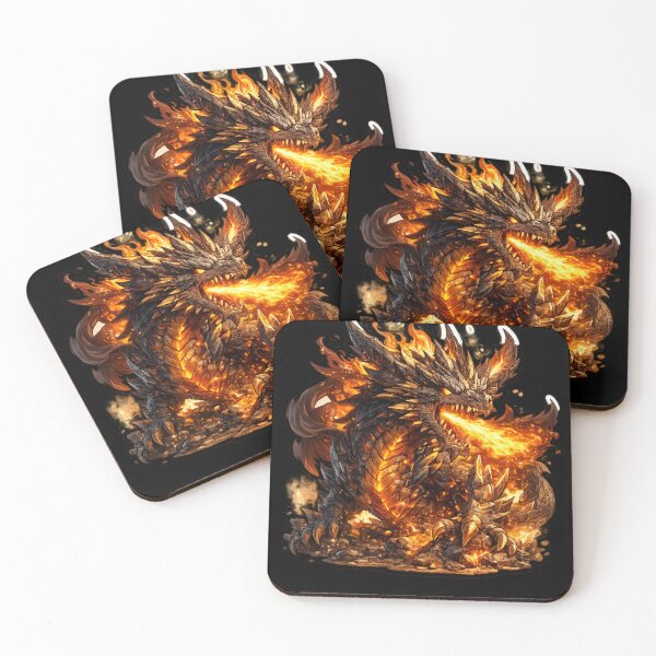 Item preview, Majestic fire dragon made of glowing lava and stone designed and sold by No-No-Name.