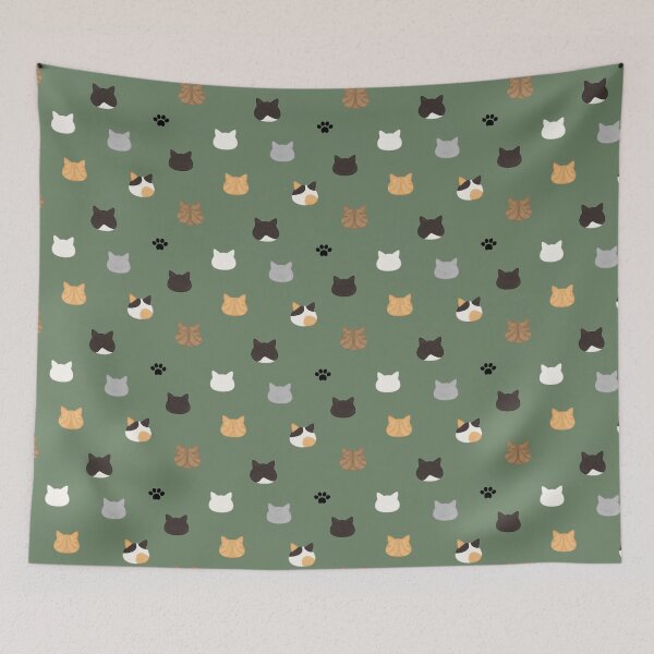 Item preview, Curious Cat Faces | Olive Pattern designed and sold by lbl-shop.