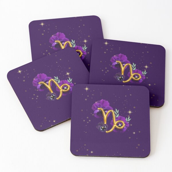 Item preview, Capricorn Zodiac Floral Art | Purple Pansy Astrology Sign | Celestial Horoscope Illustration designed and sold by MysticPurpleHue.