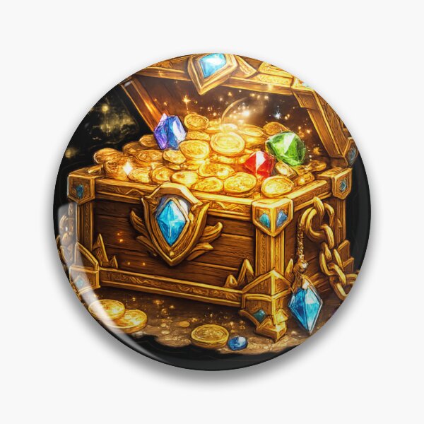 Item preview, Golden treasure chest with sparkling magical jewels designed and sold by No-No-Name.