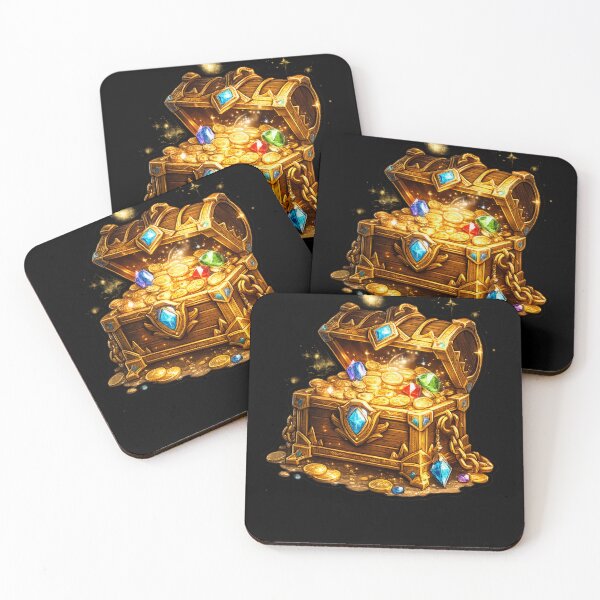 Item preview, Golden treasure chest with sparkling magical jewels designed and sold by No-No-Name.