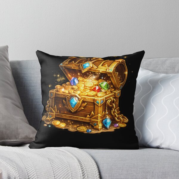 Item preview, Golden treasure chest with sparkling magical jewels designed and sold by No-No-Name.