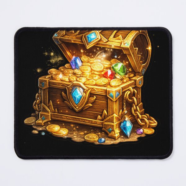 Item preview, Golden treasure chest with sparkling magical jewels designed and sold by No-No-Name.