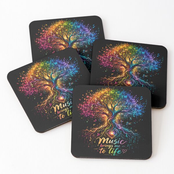 Item preview, Music Brings Me To Life | Colorful Tree of Life | Music Lover Gift | Rainbow Heart Art designed and sold by EverclearDesign.