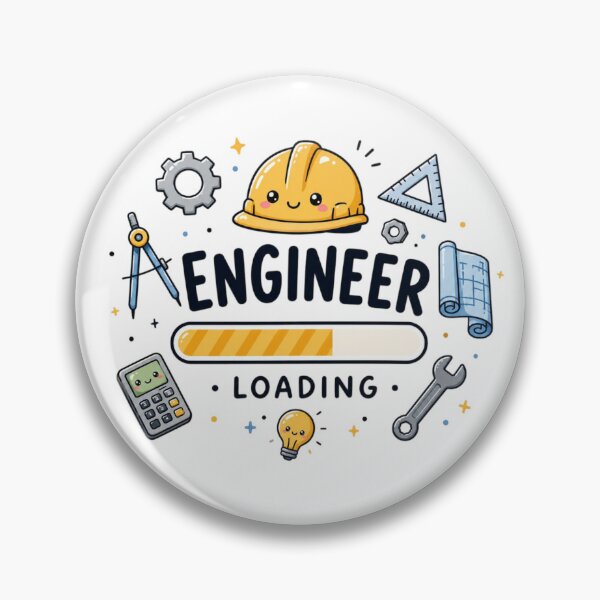 Item preview, Engineer Loading Cute Kawaii Engineering Icons | Funny Engineer Student Sticker | STEM Hard Hat Design designed and sold by Sanika arts .