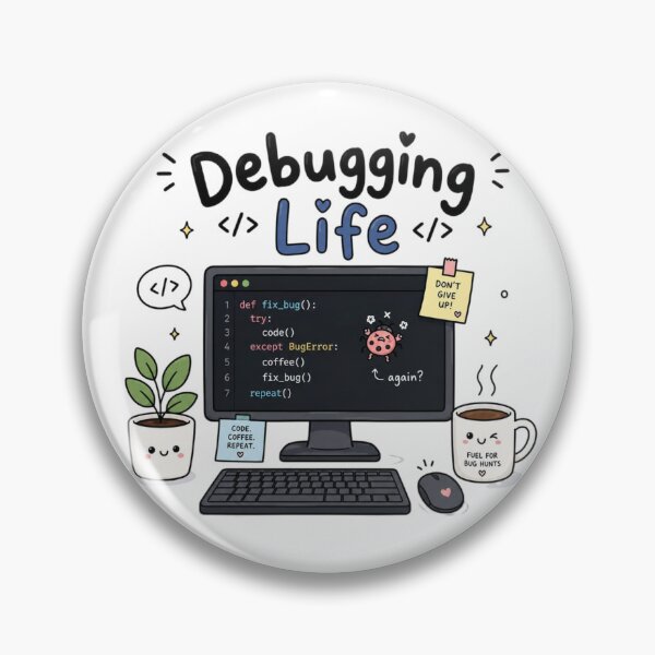 Item preview, Debugging Life Cute Coding Computer Programmer Sticker | Kawaii Developer Desk | Coding Humor Gift designed and sold by Sanika arts .