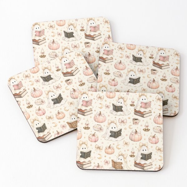 Item preview, Cute Ghost Reading Books Coquette Halloween Cream designed and sold by Yellowriversss.