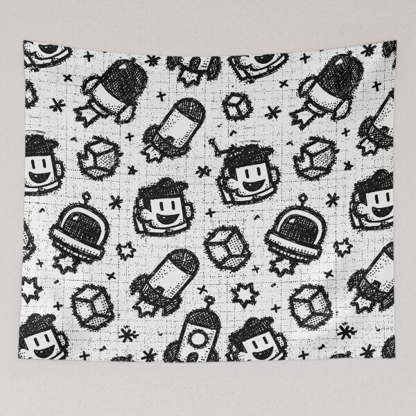 Item preview, Whimsical Astronaut and Rocket Cartoon Pattern designed and sold by Piotrek0001.