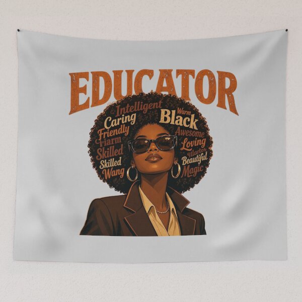 Item preview, Educator Black Woman Afro Word Art Teacher designed and sold by CF_VintageDesign.