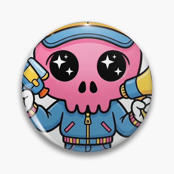 Item preview, DLBG Pink Skull - Retro Blue Tracksuit Holding Megaphone & Toy Gun designed and sold by DLBG-STORE.