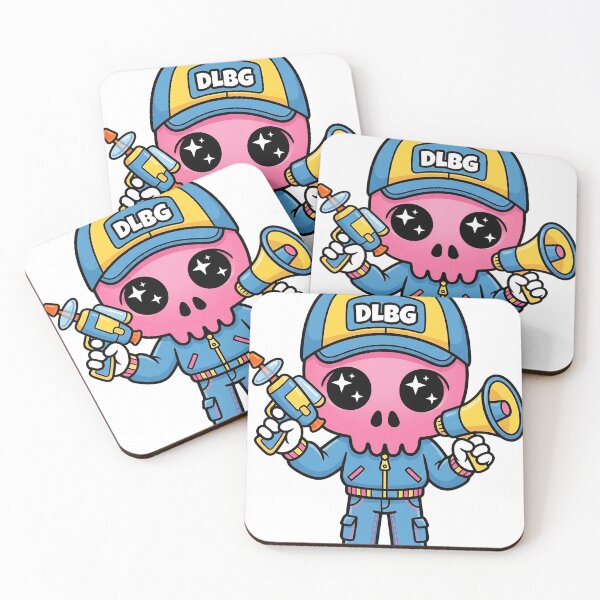 Item preview, DLBG Pink Skull - Retro Blue Tracksuit Holding Megaphone & Toy Gun designed and sold by DLBG-STORE.