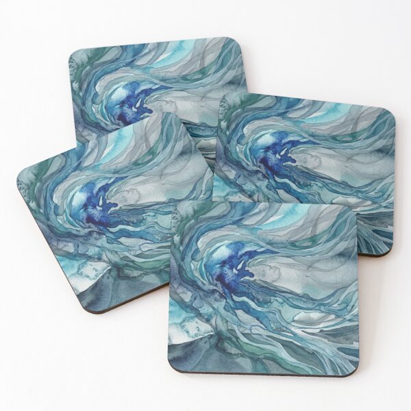 Item preview, Ocean Mist Watercolor | Blue Abstract Painting designed and sold by EverMuse_0_0.