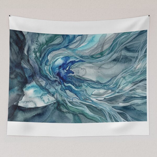 Item preview, Ocean Mist Watercolor | Blue Abstract Painting designed and sold by EverMuse_0_0.