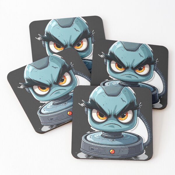 Item preview, Angry Robot Vacuum Cleaner Cartoon Sticker with Fierce Expression designed and sold by OksArtStudio.
