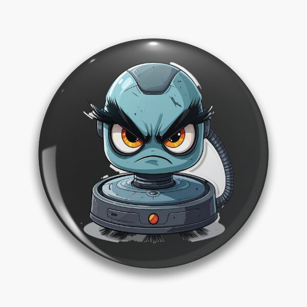Item preview, Angry Robot Vacuum Cleaner Cartoon Sticker with Fierce Expression designed and sold by OksArtStudio.