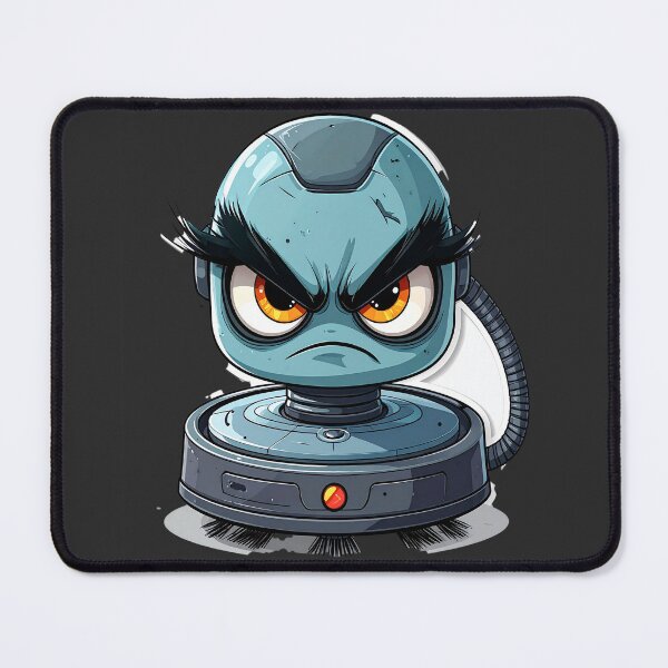 Item preview, Angry Robot Vacuum Cleaner Cartoon Sticker with Fierce Expression designed and sold by OksArtStudio.