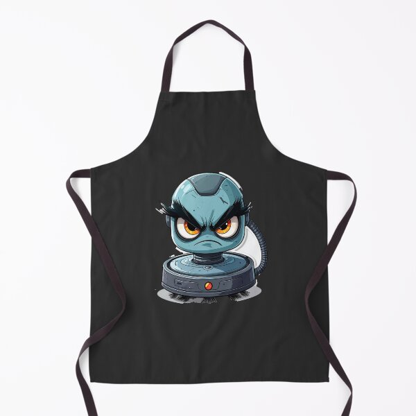 Item preview, Angry Robot Vacuum Cleaner Cartoon Sticker with Fierce Expression designed and sold by OksArtStudio.