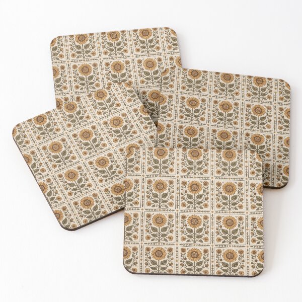 Item preview, Vintage Sunflower Block Tile Pattern designed and sold by SassyArtistry.