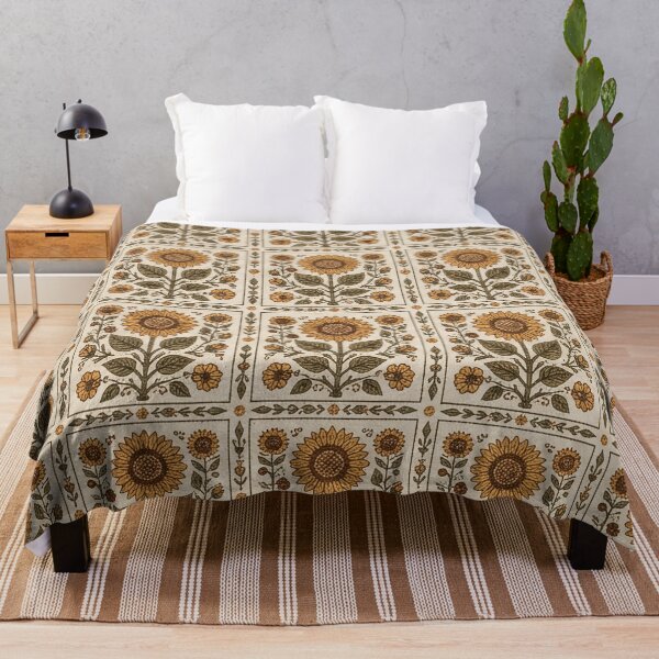 Item preview, Vintage Sunflower Block Tile Pattern designed and sold by SassyArtistry.