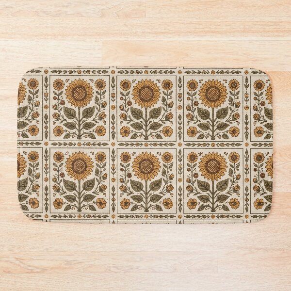 Item preview, Vintage Sunflower Block Tile Pattern designed and sold by SassyArtistry.