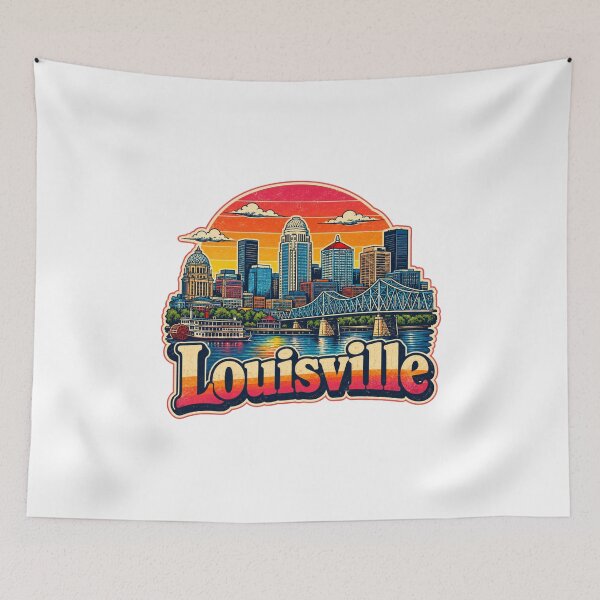 Item preview, Louisville Vintage Skyline Riverfront Sunset designed and sold by FlyingSeas.