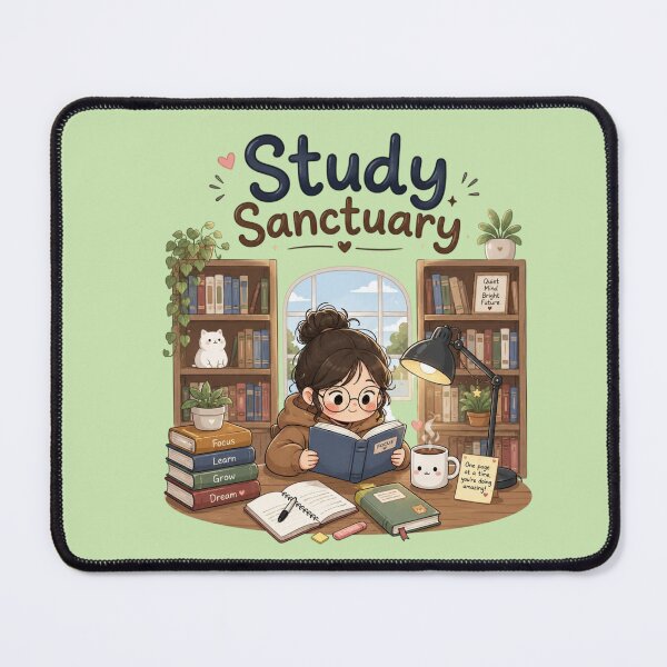 Item preview, Study Sanctuary Cute Library Aesthetic | Cozy Reading Room | Book Lover Illustration | Student Study Vibes Sticker designed and sold by Sanika arts .