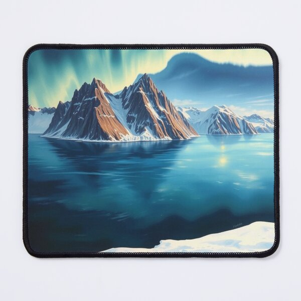 Item preview, Northern Lights Over Snowy Arctic Mountains Reflection Landscape Art designed and sold by EllDAV777.