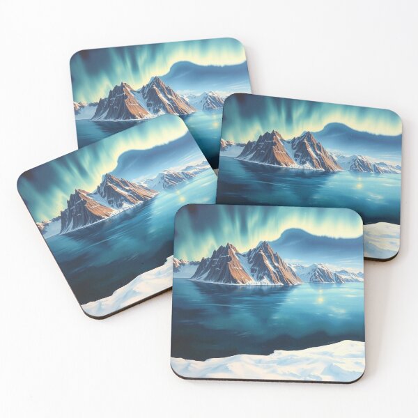 Item preview, Northern Lights Over Snowy Arctic Mountains Reflection Landscape Art designed and sold by EllDAV777.