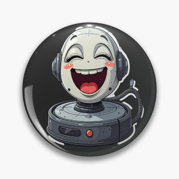 Item preview, Happy Robot Vacuum Cartoon Character with Headphones Smiling designed and sold by OksArtStudio.