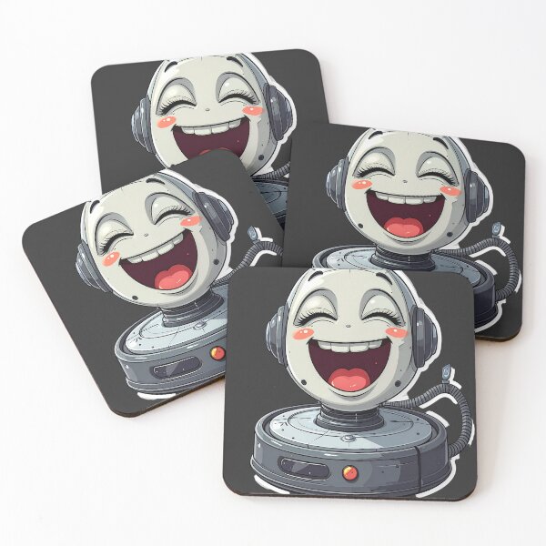 Item preview, Happy Robot Vacuum Cartoon Character with Headphones Smiling designed and sold by OksArtStudio.