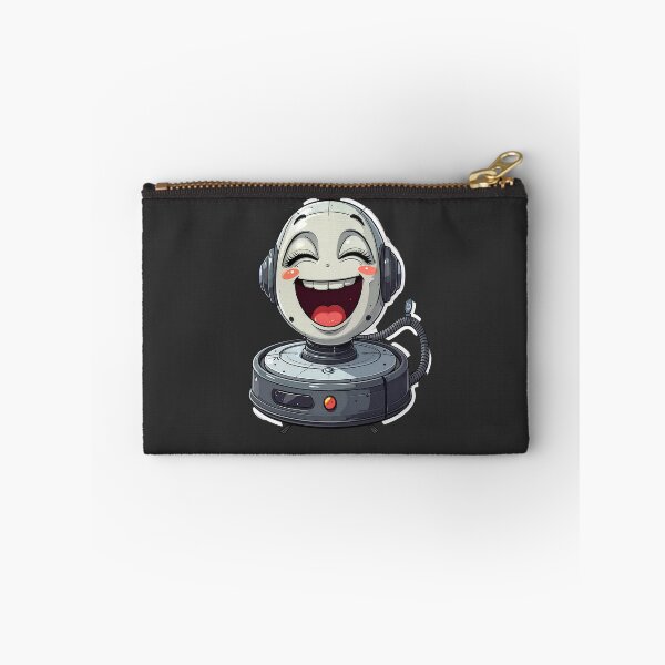 Item preview, Happy Robot Vacuum Cartoon Character with Headphones Smiling designed and sold by OksArtStudio.
