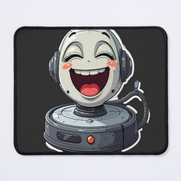 Item preview, Happy Robot Vacuum Cartoon Character with Headphones Smiling designed and sold by OksArtStudio.