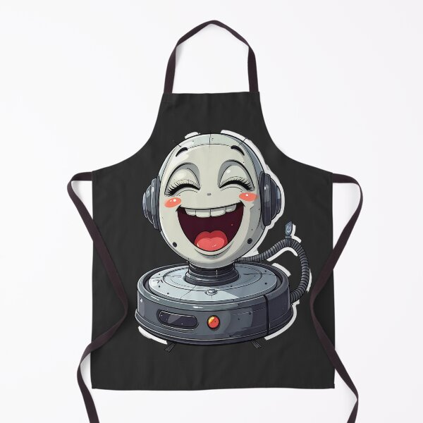 Item preview, Happy Robot Vacuum Cartoon Character with Headphones Smiling designed and sold by OksArtStudio.