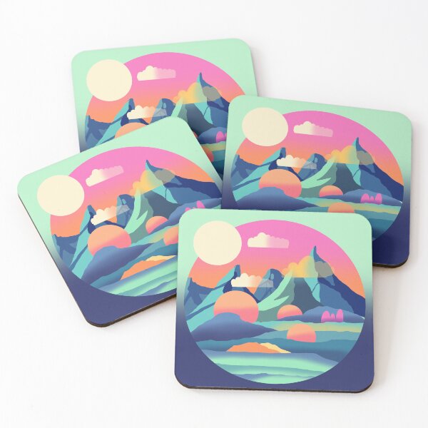 Item preview, Vaporwave Mountain Sunset Printable Art | Retro Abstract Circle Print | Colorful Wall Decor designed and sold by stashandstitch.