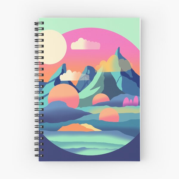 Item preview, Vaporwave Mountain Sunset Printable Art | Retro Abstract Circle Print | Colorful Wall Decor designed and sold by stashandstitch.