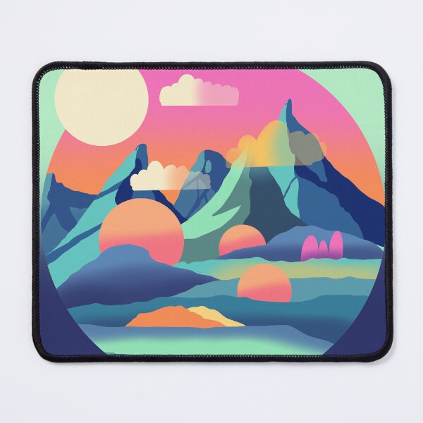 Item preview, Vaporwave Mountain Sunset Printable Art | Retro Abstract Circle Print | Colorful Wall Decor designed and sold by stashandstitch.