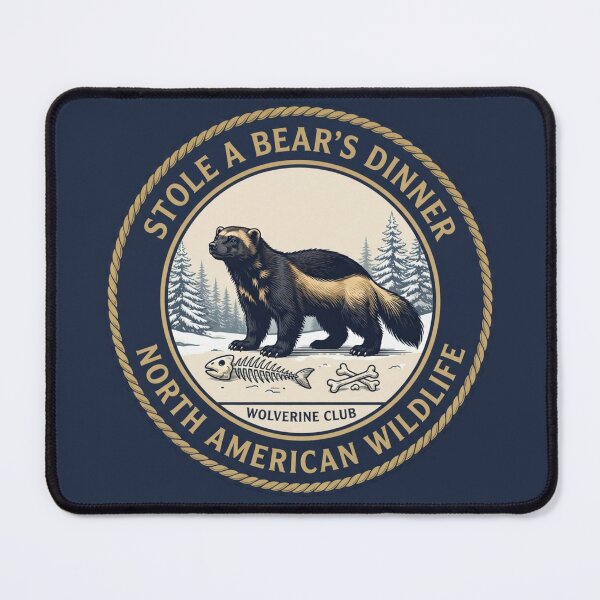Item preview, Stole A Bear's Dinner Wolverine Humor Badge designed and sold by CalmCapy Co.