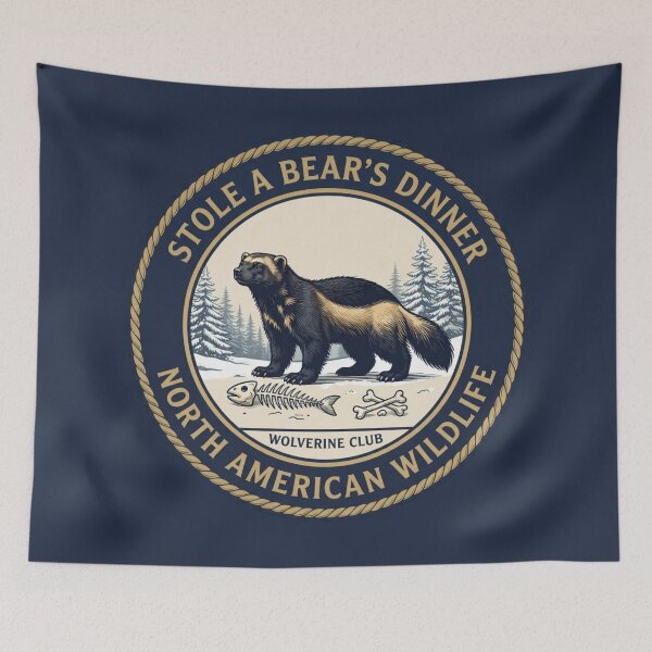 Item preview, Stole A Bear's Dinner Wolverine Humor Badge designed and sold by CalmCapy Co.