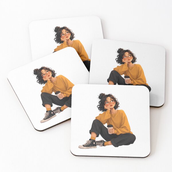 Item preview, Cozy Coffee Daydream - Aesthetic Girl Illustration designed and sold by Jaideep Walia.